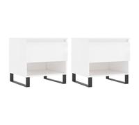 Lot de 2 tables basses - Blanc brillant - 50 x 46 x 50 cm - En bois et métal - Design moderne pour salon et petites pièces