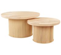 Lot de 2 Tables Basses Boho en Rotin Naturel avec Plateau Ilios