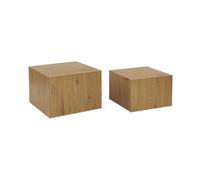 Lot de 2 tables basses carrées effet chêne SYLVA L 58 x l 58 x H 40cm / L 50 x l 50 x H 33cm