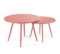 Lot de 2 tables basses de jardin en acier argile 50 cm Palavas, Oviala