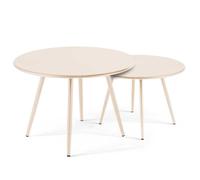 Lot de 2 tables basses de jardin en acier ivoire 50 cm Palavas, Oviala