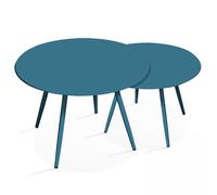 Lot De 2 Tables Basses De Jardin En Métal Bleu Pacific Bleu