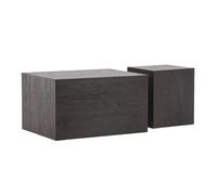 Lot de 2 Tables Basses Effet Bois "York" 80cm Marron Foncé