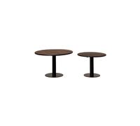 Lot de 2 tables basses en bois de manguier marron, rondes, gigognes - Chehoma, Toraja - Ø80x50 cm
