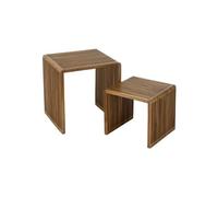 Lot de 2 Tables Basses en Bois "Teck" 50cm Naturel