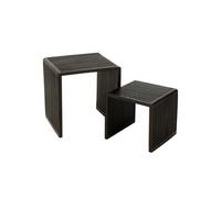 Lot de 2 Tables Basses en Bois "Teck" 50cm Noir