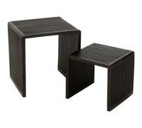 Lot de 2 Tables Basses en Bois "Teck" 50cm Noir