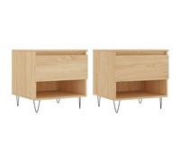 Lot de 2 tables basses en chêne Sonoma 50 x 46 x 50 cm - Matériau bois moderne et métal - Parfait pour le salon et les petits espaces - Élégant et durable