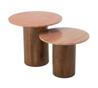 Lot de 2 Tables Basses en Marbre "Eula" 56cm Terracotta