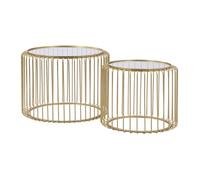 Lot de 2 tables basses en métal et verre - Doré - FERIDA