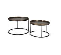 Lot de 2 tables basses fer bronze -