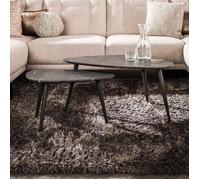 Lot de 2 tables basses forme galet 80 et 60 cm aspect céramique grise