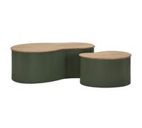 Lot de 2 Tables Basses "Frankfurt" 87cm Vert & Marron
