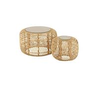 Lot de 2 Tables Basses Gigognes "Africa" 80cm Naturel