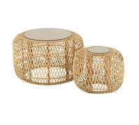 Lot de 2 Tables Basses Gigognes ""Africa"" 80cm Naturel