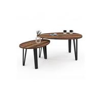 IDMarket - Lot de 2 Tables Basses gigognes Austria Bois Pied épingle Noir