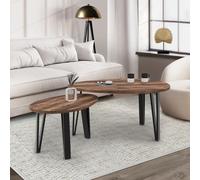 IDMarket - Lot de 2 Tables Basses gigognes Austria Bois Pied épingle Noir