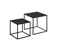 Lot de 2 tables basses gigognes carrées design contemporain encastrable acier noir