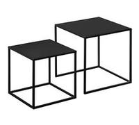 HomCom Lot de 2 tables basses gigognes carrées design encastrables acier noir
