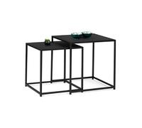 IDMarket – Lot de 2 tables basses gigognes Davis 40/45 – métal noir mat, design industriel
