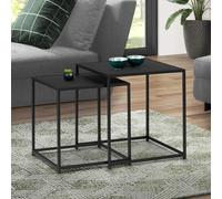 IDMarket – Lot de 2 tables basses gigognes Davis 40/45 – métal noir mat, design industriel