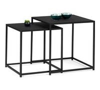IDMarket – Lot de 2 tables basses gigognes Davis 40/45 – métal noir mat, design industriel