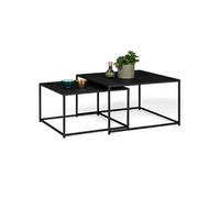 IDMarket Lot de 2 tables basses gigognes DAVIS 60/70 métal noir mat design industriel