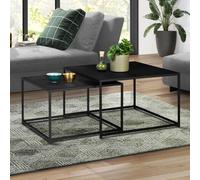 IDMarket Lot de 2 tables basses gigognes DAVIS 60/70 métal noir mat design industriel