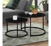 IDMarket – Lot de 2 tables basses gigognes Davis rondes 54/70 métal noir mat design industriel