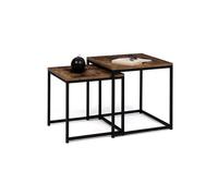 Lot de 2 tables basses gigognes DAYTON 40/45 effet vieilli design industriel
