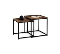 Lot de 2 tables basses gigognes DAYTON 40/45 effet vieilli design industriel