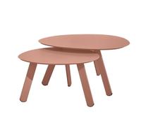 Lot de 2 tables basses gigognes de jardin argile Ø68x40 cm