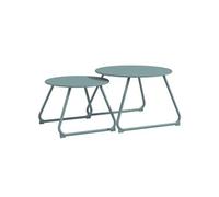 Outsunny - Lot de 2 tables basses rondes gigognes empilables métal époxy Ø60/Ø48 cm extérieur Bleu
