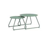 Outsunny Lot de 2 tables basses gigognes de jardin – métal époxy empilables – Vert