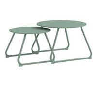 Lot de 2 tables basses gigognes de jardin métal époxy vert Vert G