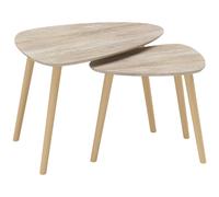 HomCom Lot de 2 tables basses gigognes Design scandinave, pieds et plateaux en bois, aspect naturel