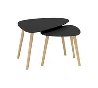 HOMCOM - Lot de 2 tables basses gigognes design scandinave - Pieds et plateau en bois - Noir