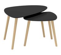 Lot de 2 tables basses gigognes design scandinave forme triangle de reuleaux bois MDF noir