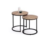IDMarket – Lot de 2 tables basses gigognes Detroit rondes 40/45 design industriel multicolore