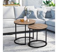 IDMarket – Lot de 2 tables basses gigognes Detroit rondes 40/45 design industriel multicolore