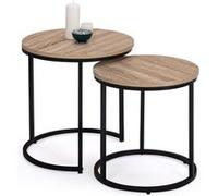 IDMarket – Lot de 2 tables basses gigognes Detroit rondes 40/45 design industriel multicolore