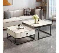 Lot de 2 tables basses gigognes dorées industrielles - Table d'appoint pour salon - Assemblage facile