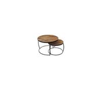 Lot de 2 tables basses gigognes en bois exotique de magnolia - LARS