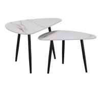 Lot de 2 tables basses gigognes en céramique ""Terra"" - 49 x 79 x 56 cm - Blanc