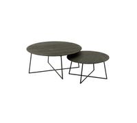Lot de 2 Tables Basses Gigognes en Teck "Lucille" 80cm Noir