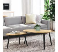 Lot de 2 tables basses gigognes GAIA bois et pieds noirs scandinave