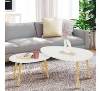 Lot De 2 Tables Basses Gigognes Gaia Laquées Blanc Scandinave