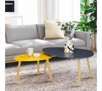 Lot De 2 Tables Basses Gigognes Gaia Laquées Gris Jaune Scandinave