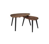 Lot de 2 Tables Basses Gigognes Galet 60cm Marron