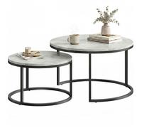 Lot de 2 tables basses gigognes - HOMCOM - empilable - design industriel - pieds en métal - gris